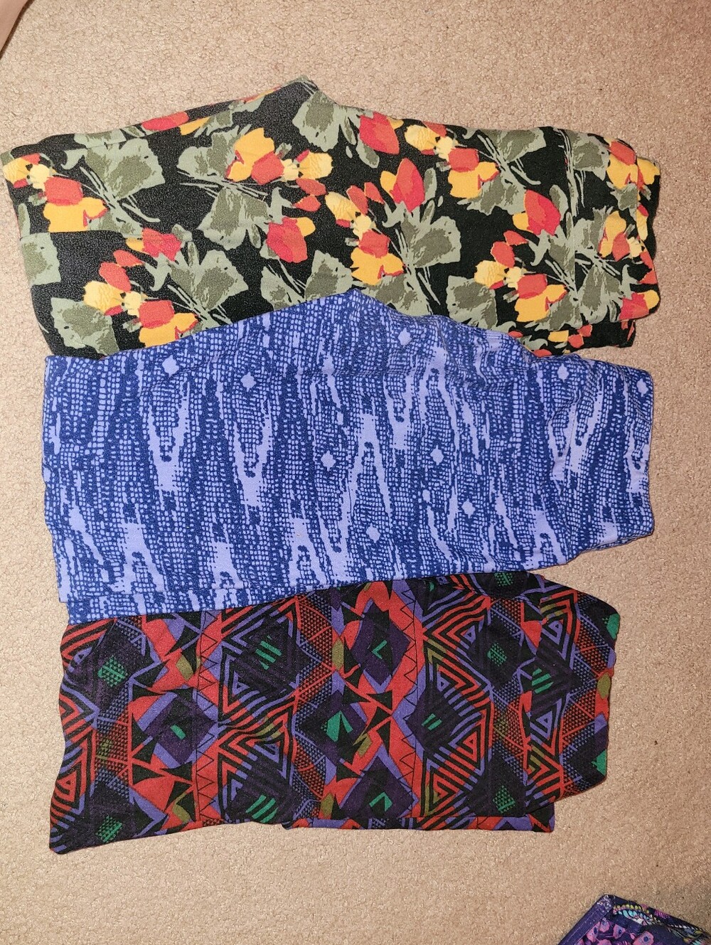 luluRoe athletica Multicolor Geometric Print Leggings Lot Of 3 All ONE SIZE